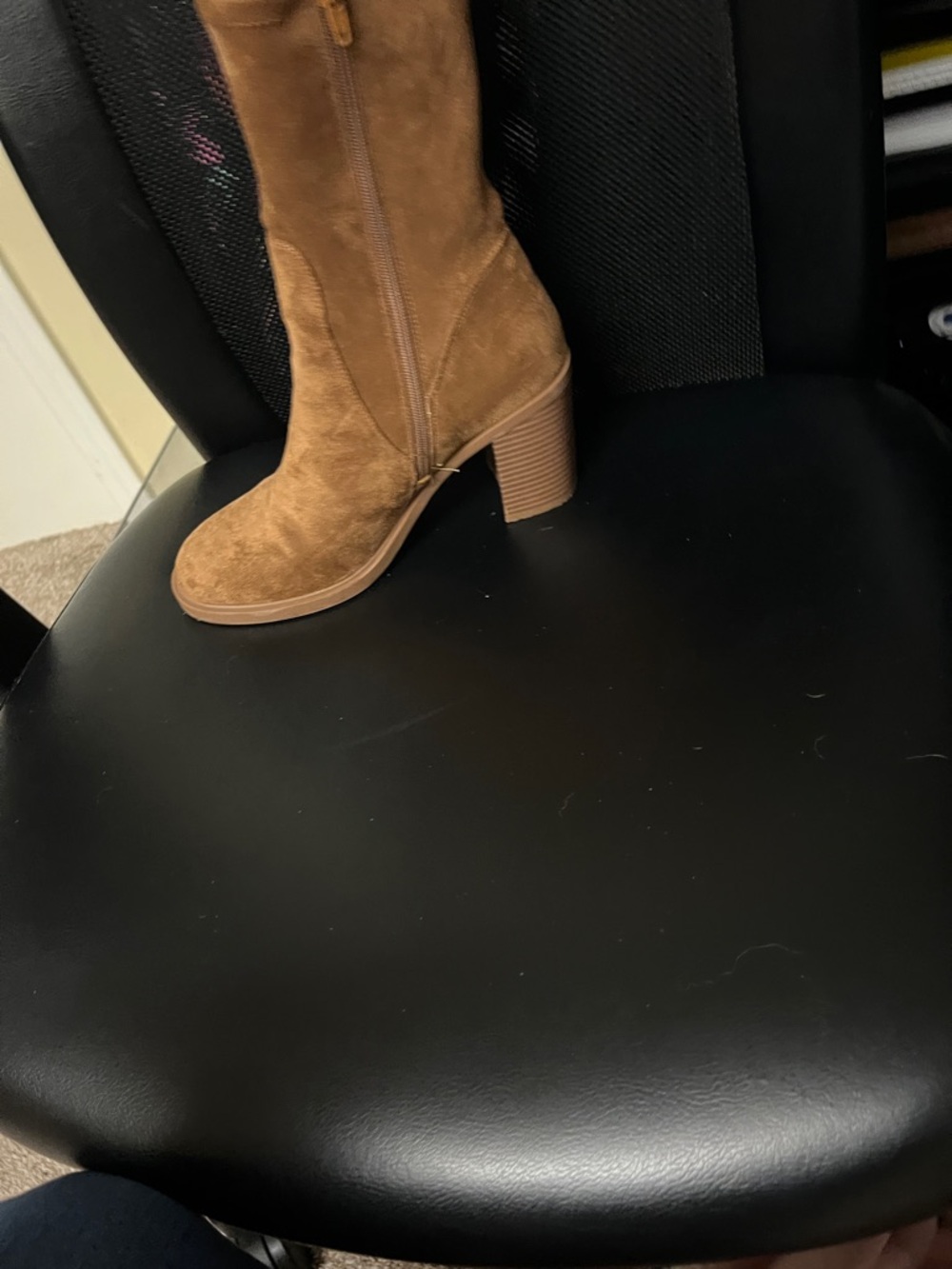 Falls Creek Taupe Suede Mid-Calf Block Heel Boots - Picture 3 of 4